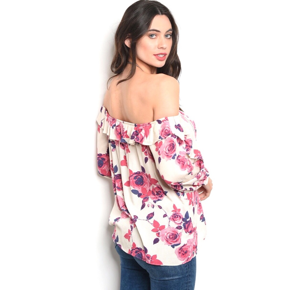 HP🌸OFF THE SHOULDER TOP WITH RUFFLE DETAIL - Picture 6 of 8